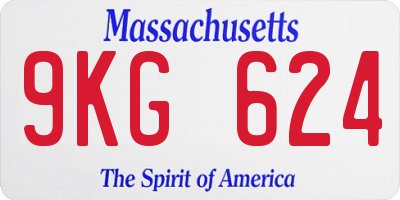 MA license plate 9KG624