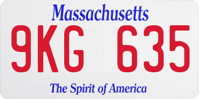 MA license plate 9KG635