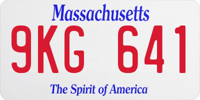 MA license plate 9KG641