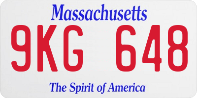 MA license plate 9KG648