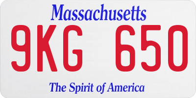 MA license plate 9KG650