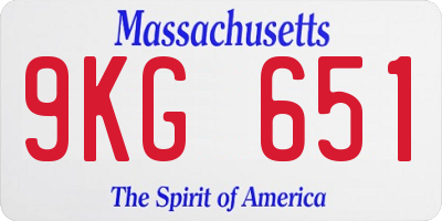 MA license plate 9KG651