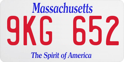 MA license plate 9KG652