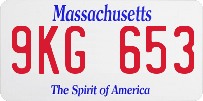 MA license plate 9KG653