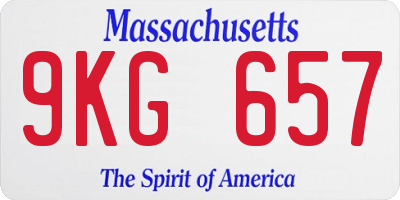 MA license plate 9KG657