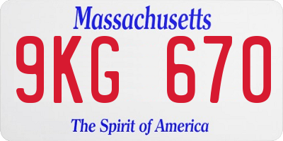 MA license plate 9KG670