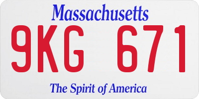 MA license plate 9KG671