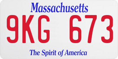 MA license plate 9KG673
