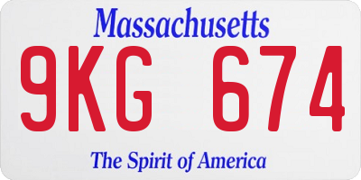 MA license plate 9KG674