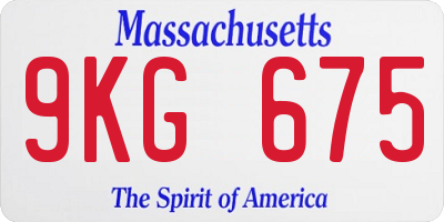 MA license plate 9KG675