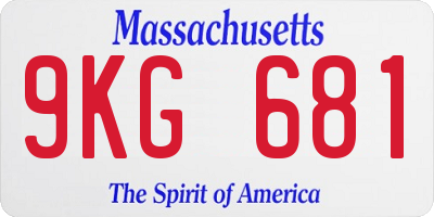 MA license plate 9KG681