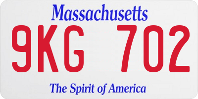 MA license plate 9KG702