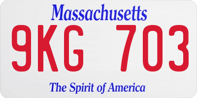 MA license plate 9KG703
