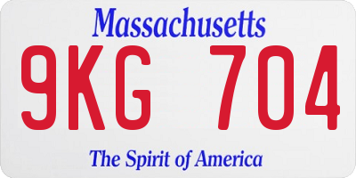 MA license plate 9KG704