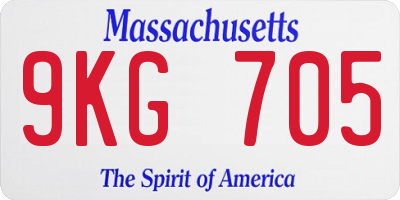 MA license plate 9KG705