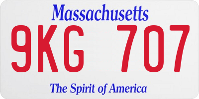 MA license plate 9KG707