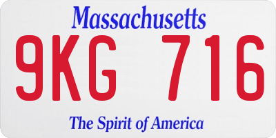 MA license plate 9KG716