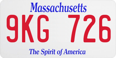 MA license plate 9KG726