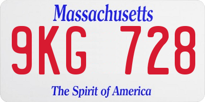 MA license plate 9KG728