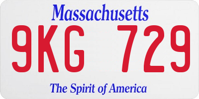MA license plate 9KG729
