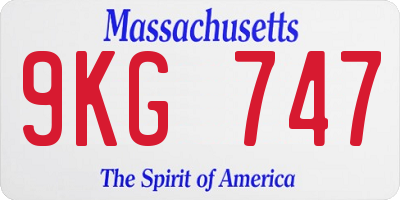 MA license plate 9KG747