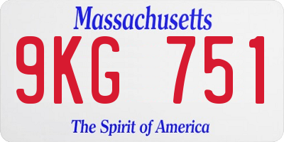 MA license plate 9KG751