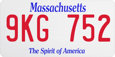 MA license plate 9KG752