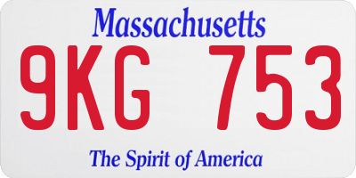 MA license plate 9KG753