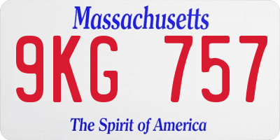 MA license plate 9KG757