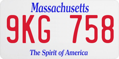 MA license plate 9KG758