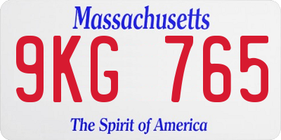 MA license plate 9KG765