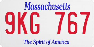 MA license plate 9KG767