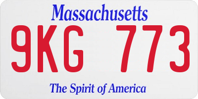 MA license plate 9KG773
