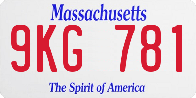 MA license plate 9KG781