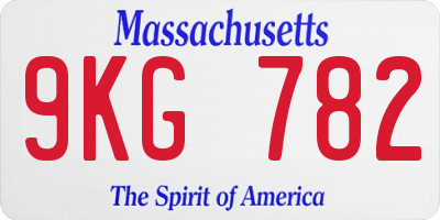 MA license plate 9KG782