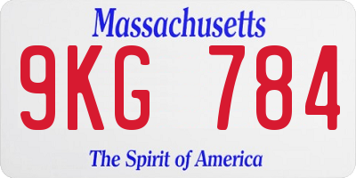 MA license plate 9KG784