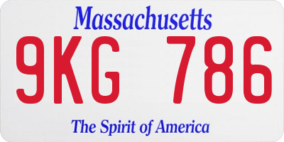 MA license plate 9KG786