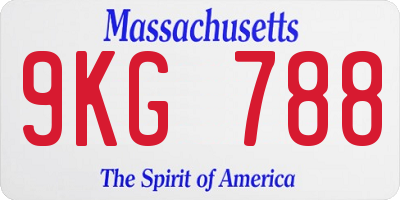 MA license plate 9KG788