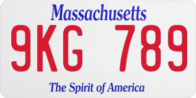 MA license plate 9KG789