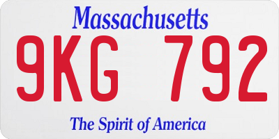 MA license plate 9KG792