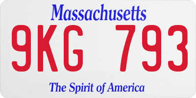 MA license plate 9KG793