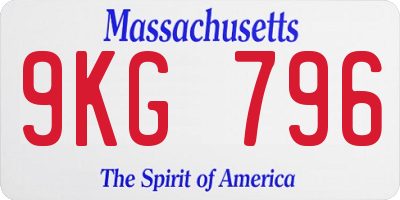 MA license plate 9KG796
