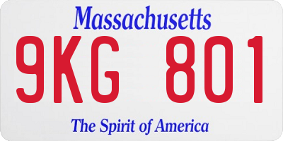 MA license plate 9KG801