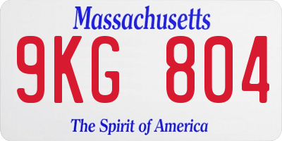 MA license plate 9KG804