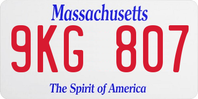 MA license plate 9KG807