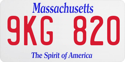MA license plate 9KG820