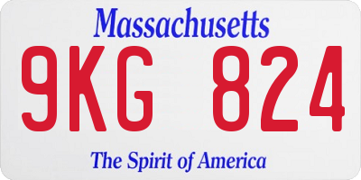 MA license plate 9KG824