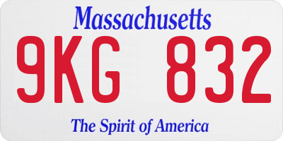 MA license plate 9KG832