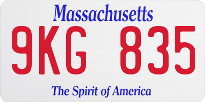MA license plate 9KG835