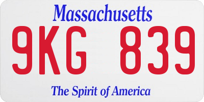MA license plate 9KG839